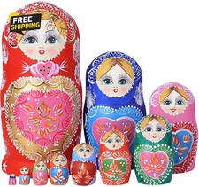 Russian Nesting Dolls for Kids Matryoshka Doll 10Pcs Handmade1051 picture