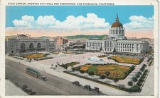 Postcard CA: Civic Center, City Hall & Auditorium, San Francisco WB Posted 1931 picture