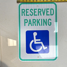 Reserved Parking Handicap Accessible Handicapped Sign Green White Blue picture