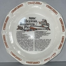 1983 Watkins Mexican Sombrero Pie Recipe Ceramic Pie Plate Vintage USA picture