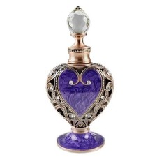 TEAMWILL Vintage Purple Perfume Glass Bottle Crystal Openwork Refillable Metal E picture