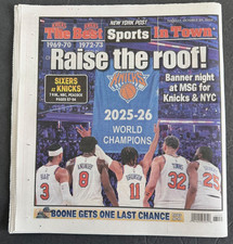 NY Knicks New York Post World Champions 10/20/2026 Banner Night NYC Newspaper picture