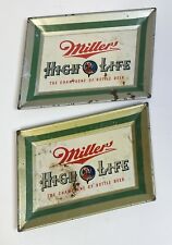Vintage MILLER HIGH LIFE Beer Tip Tray Litho Tin Metal Green Beer Girl On Moon picture