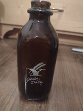 Vtg Yoder Dairy Amber Glass Milk Bottle Newport News VA Mint  Condition 1 Quart picture