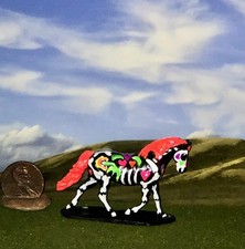 OOAK Like Breyer cm Custom Mini AR Resin Sugar Skull Halloween Horse *💀Tiny* picture
