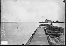 Mouth Of Chicago River Looking Along A Pier Toward A Us Life Savi - Old Photo picture