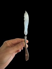 Antique 1908 Silver-Plated Butter Knife with Floral Handle picture