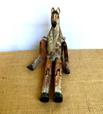 Vintage Folk Art Wooden Carved Horse Articulated Jointed Shelf Sitter 11.5 picture