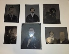 Rare collection of 6 Oversized tintypes including Hand Tinted Victorian picture