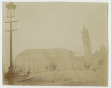 Boston MA Copley Square Public Library Church Street Scene Vintage Photo 1899 picture