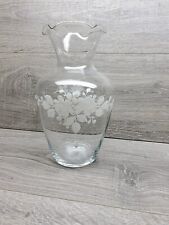 Handpainted Floral Clear Glass Vase Ruffled Top 8
