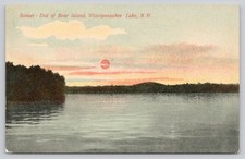 Vintage Sunset Bear Island Winnipesaukee Lake NH Postcard G. W. Morris picture