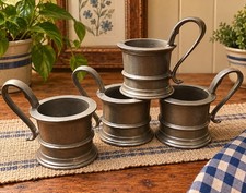 Vintage RWP Wilton Armetale Pewter Cup / Glass Holders with Handle USA Lot Of 4 picture