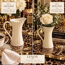 Vintage Lenox Bouquet Ivory China Creamer with 24K Gold Rim Or Bud Vase 5.5” picture