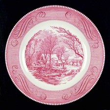 Royal Currier and Ives Pink Dinner Plate 643056 picture
