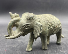Vintage Metal Green Elephant Paperweight Figurine picture