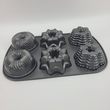Nordic Ware HeavyCast Alum Garland Bundtlette Bundt 6MiniCake Pan USA *Scratches picture