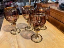 Antique Rare MOSER Set of 4 Cranberry / Pink WINE GLASSES 5.5
