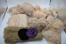 LARGE LOT ANTIQUE LACE CROCHET FABRIC TRIM ~ 88 YARDS & LOTS MORE picture