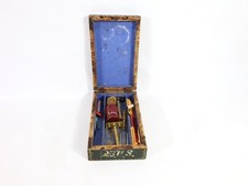 Antique Barber Set with Os Rose Paint | Vintage Straight Razor Set | 1910 picture