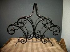 HOLLYWOOD REGENCY MAGAZINE RACK BLACK IRON 1960s SCROLLY DESIGN MID CENTURY picture