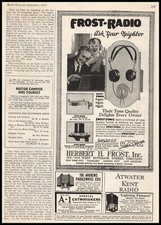 1925 Herbert H. Frost Los Angeles Frost-Fones Radio Headphones Vintage Print Ad picture