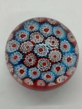 Vintage Millefiori Red, White, Blue Glass Paperweight - E5 picture