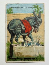 Victorian Trade Card: 1880s - T P Tuck - Donkey - Boy in Water Trough - Receipt picture