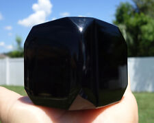Big Black Solid OBSIDIAN CUBE Scrying Mirror Tarot Crystal MEXICO Volcanic Glass picture