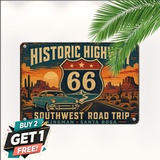 Southwest Route 66 Desert Highway Scenic Journey Vintage Metal Tin Sign picture