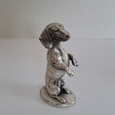 Vtg Peltro Italy Dachshund Hound Dog Sitting Up Decorative Pewter Metal Figurine picture