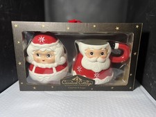 Johanna Parker Carnival Cottage Creamer Sugar Christmas Mr Mrs Claus Set (Z57 picture