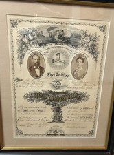 Rare Antique Victorian 1873 Marriage Certificate, Franklin Tripp New York picture