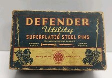 Vintage Defender Utility Superplated Steel Pins Paper Box Oakville Co Sewing picture