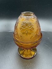 Vintage Amber Indiana Glass Tiara Sandwich Pattern Fairy Lamp picture