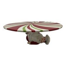 Holiday Vintage Santa Peppermint Swirl Cake Stand Christmas Serveware Taiwan picture