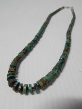 VINTAGE NAVAJO / SANTO DOMINGO INDIAN TURQUOISE HEISHI BEADS NECKLACE picture