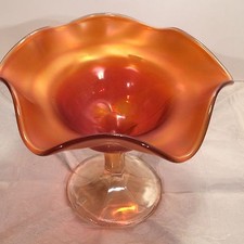 Dugan Or Northwood Marigold Iridescent Compote picture