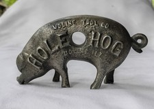 Moline Tool Co. Hole Hog Promo Paperweight Rare 1900's Cast Metal (Not Iron) picture