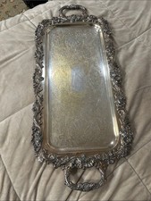 Vintage Decorative Silverplated Victorian Ornate Serving Tray with Feet picture