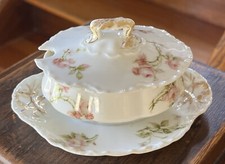 Haviland Frontenac Covered Mustard Miniature Mini Sauce Dish Underplate Roses picture