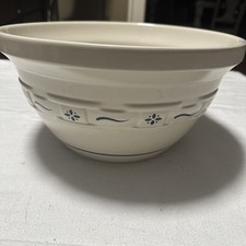 Longaberger Pottery Blue Woven Traditions Large 11.5” Mixing Bowl Made In USA picture