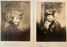 Woman & Girl in Hats & Fur Coats Mother Early 1900s RPPC Real Photo Postcards picture