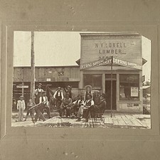 Antique Cabinet Card Photograph NV Lovell Lumber Store Men Advertising Signs picture