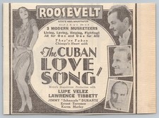 1931 The Cuban Love Song Movie Ad Lupe Velez Jimmy Durante Roosevelt Theater picture