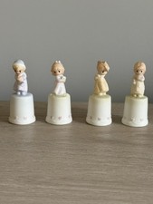 Vtg 1985 Precious Moments Enesco Four Seasons Porcelain Thimbles Set Of Four  picture