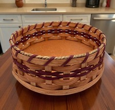 Amish Handmade Tabletop Lazy Susan Oak Storage Basket - 8