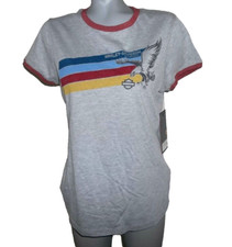 NWT $30, HARLEY-DAVIDSON Women's Gray Tee, w/Eagle, Bar & Shield, Size Medium picture
