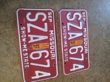 Vintage 1997 Missouri License Plate PAIR Matched Set SZA 674 Show-Me State... picture