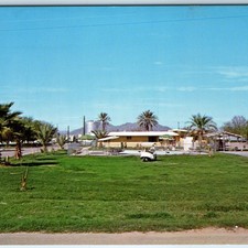c1960s Gila Bend, AZ Palms Mobil Inn Trailer Park Pool Desert Oasis Postcard picture